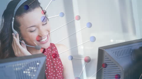 Enthusiastic Customer Support Agent with Digital DNA Overlay