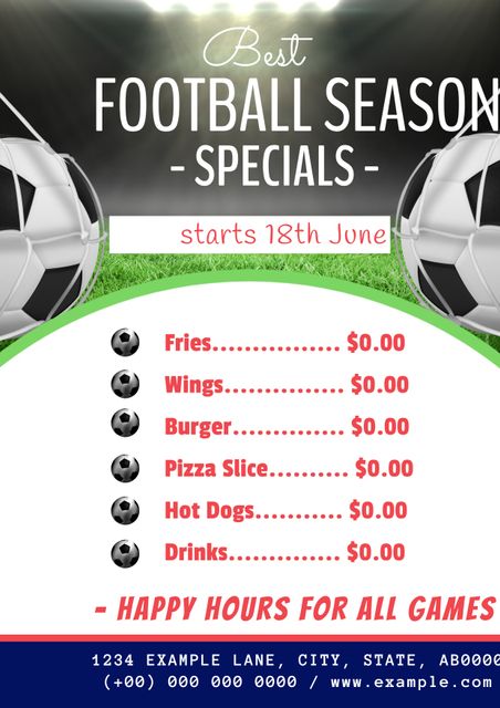 Football Season Specials Menu Template with Sports Theme - Download Free Stock Templates Pikwizard.com