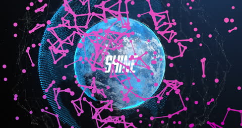 Digital Globe with Love-Themed Connections Overlay