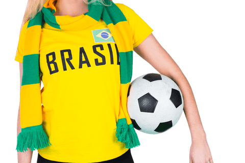 Transparent Brasil Soccer Fan Holding Ball