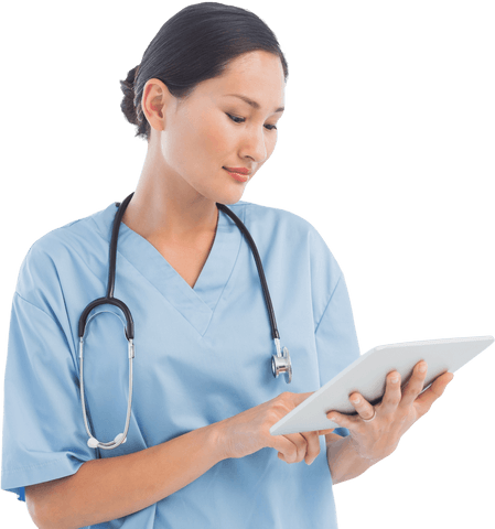 Asian Female Doctor Using Tablet Transparent Background - Download Free Stock Videos Pikwizard.com