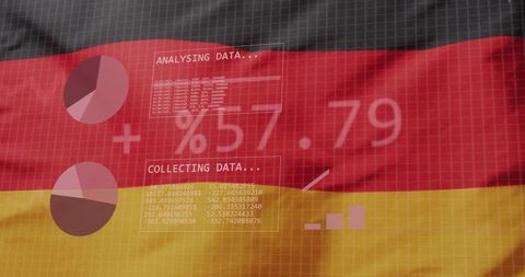 Digital data analytics overlay on german flag background
