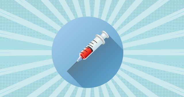 Symbolic Syringe Icon Over Blue Radial Background - Download Free Stock Images Pikwizard.com