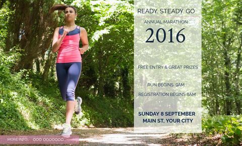 Female Runner in Lush Forest Promoting Marathon Event - Download Free Stock Templates Pikwizard.com