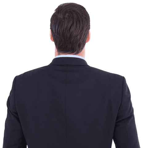 Transparent Rear View of Businessman in Suit