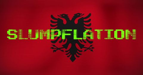 Slumpflation Concept Over Albania Flag - Download Free Stock Images Pikwizard.com