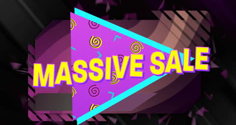 Vibrant Massive Sale Animation with Colorful Geometric Shapes