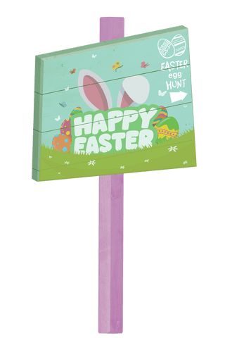 Festive easter sign with rabbit ears on transparent background