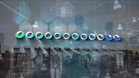 Digital Transformation Over Cityscape with New Year Animation