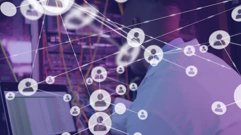 African American Technician Networking in Modern Office