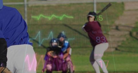 Futuristic Baseball Scene with Heads-Up Display Metrics