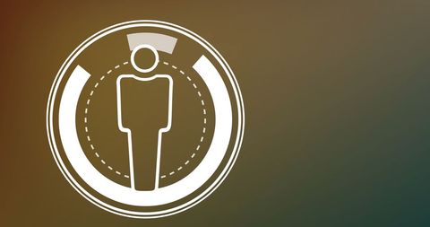 Digital person icon with circular scanner interface