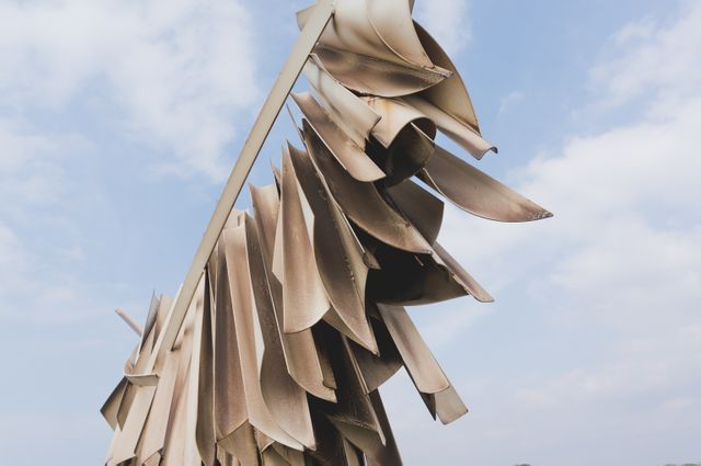 Abstract Metal Sculpture Against Soft Sky - Download Free Stock Images Pikwizard.com