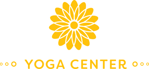 Yellow Sunflower Emblem with Yoga Center Text Transparent Design