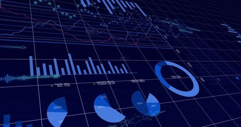 Digital analytics dashboard with interactive charts and graphs