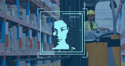 Digital Data Overlay on Warehouse Operations - Download Free Stock Images Pikwizard.com