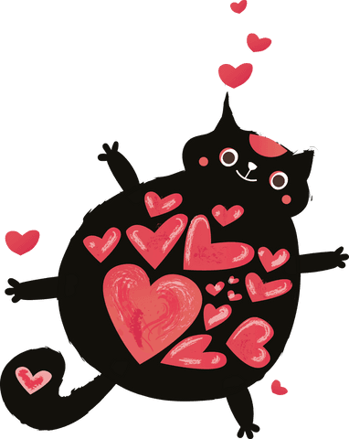 illustrated love cat with hearts on transparent background - Download Free Stock Videos Pikwizard.com