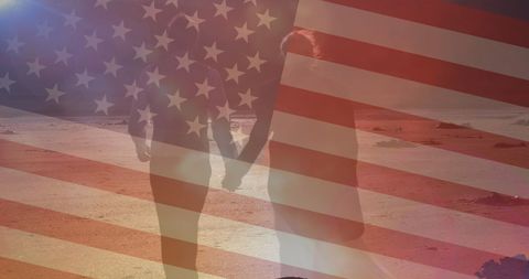 Couple Holding Hands with American Flag Overlay - Download Free Stock Images Pikwizard.com