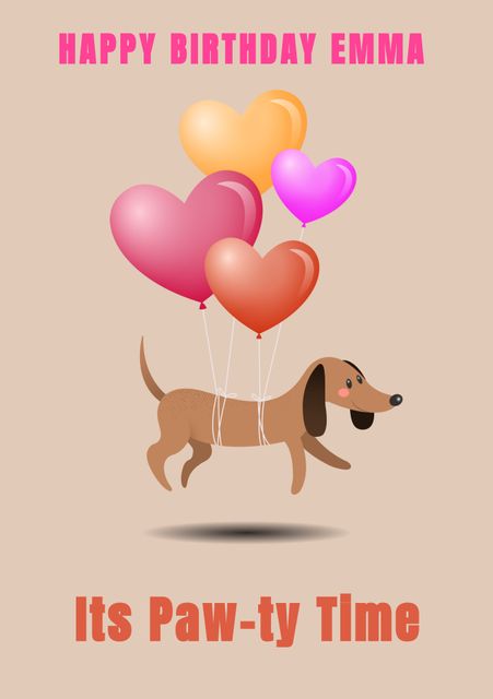 Happy Birthday Card with Balloons and Cheerful Dog - Download Free Stock Videos Pikwizard.com