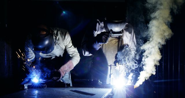 Skilled Welders Welding Metal in Industrial Workshop - Download Free Stock Images Pikwizard.com