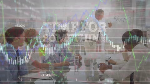 Business Presentation with Stock Market Analytics Overlay