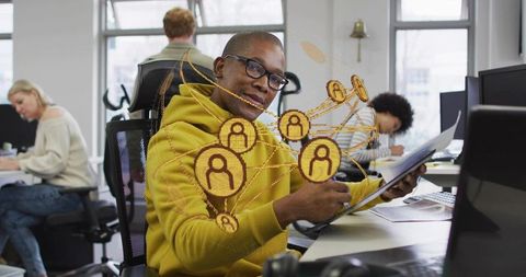 Professional Studying Documents with Digital Network Connections Overlay