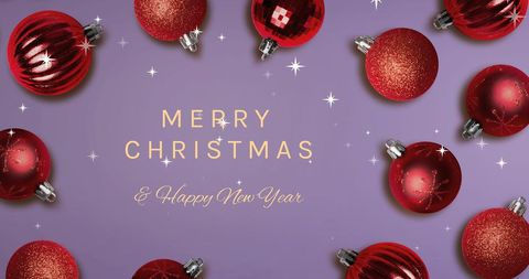 Festive Christmas and New Year Greetings with Red Baubles
