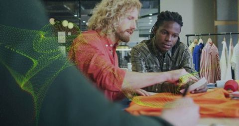 Collaborative Fashion Design Team Reviewing Fabric Samples