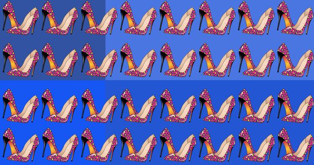 Colorful High Heel Pattern on Blue Abstract Background - Download Free Stock Images Pikwizard.com