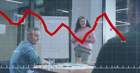 Business decline shown in corporate presentation setting