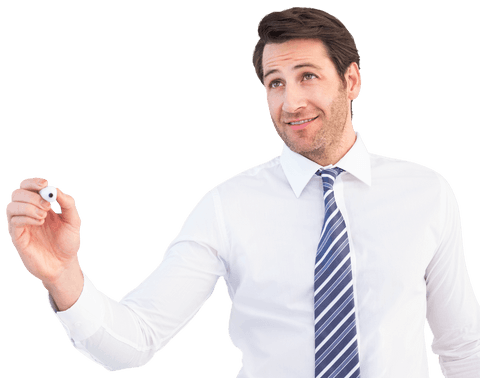 transparent smiling businessman writing arrows, brown hair, striped tie - Download Free Stock Videos Pikwizard.com
