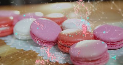 Digital Fusion of QR Code Connections Over Sweet Macarons - Download Free Stock Images Pikwizard.com