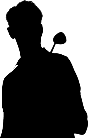 Golf Player Silhouette on Transparent Background for Sports Concept