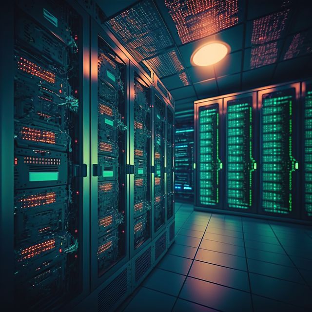 Modern Data Center with Servers and Colorful LEDs - Download Free Stock Images Pikwizard.com