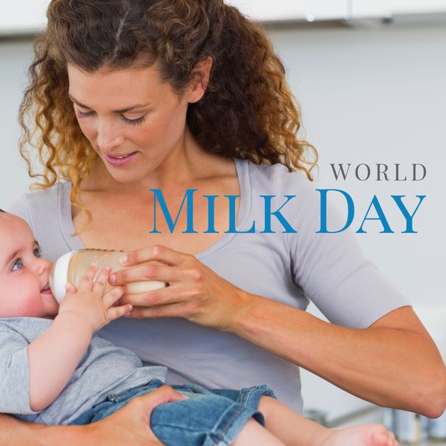 Ideal for promoting World Milk Day, highlighting importance of maternal care and nutrition. Can be used in parenting blogs, family health campaigns, nutrition awareness ads, and social media posts celebrating motherhood.
