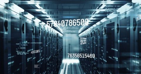 Digital Code Overalay in Data Center - Download Free Stock Images Pikwizard.com