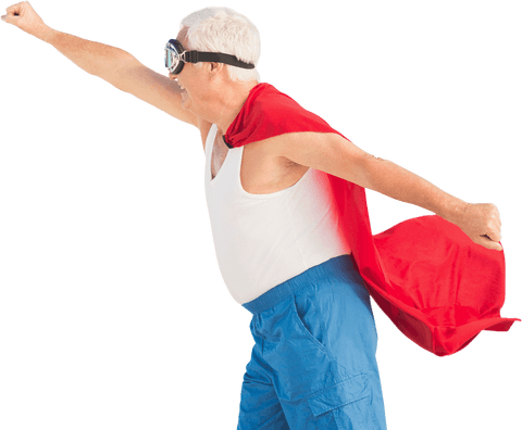 elderly man in transparent hero costume striking power pose - Download Free Stock Videos Pikwizard.com