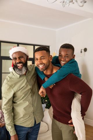 Warm African American Family Together During Christmas Celebration