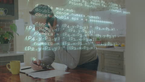 Businessman Analyzing Data and Using Smartphone in Home Office