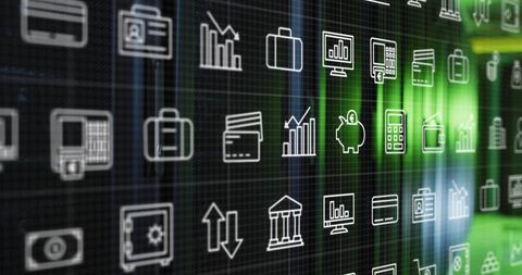Digital Interface Icons Illustrating Business Data Technology - Download Free Stock Images Pikwizard.com