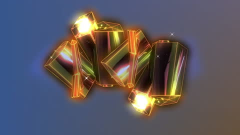 Shimmering Crystals Floating on Blue Background