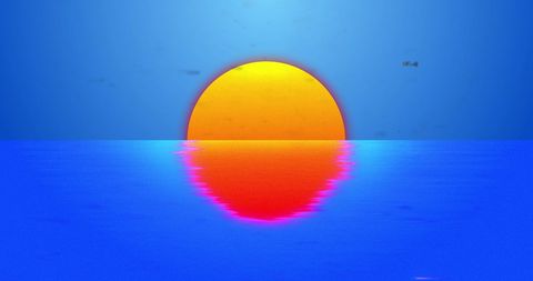 Vibrant Abstract Sun Reflecting Over Water on Blue Background - Download Free Stock Images Pikwizard.com