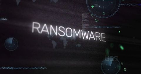 Ransomware Alert on Cybersecurity Dashboard with Global Map and Radar HUD Interface