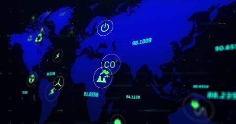 Digital World Map Displaying Environmental Analytics and Energy Data - Download Free Stock Images Pikwizard.com