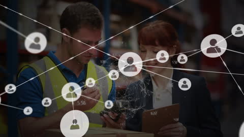 Business Professionals with Digital Network Interface Concept