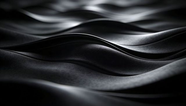 Monochrome Metallic Waves Macro Abstract with Undulating Ridges, Specular Highlights
