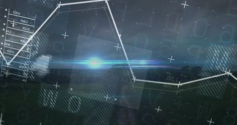 White Polygonal Line Graph Crossing Dim Horizon Showing Currency Axis and Blue Flare