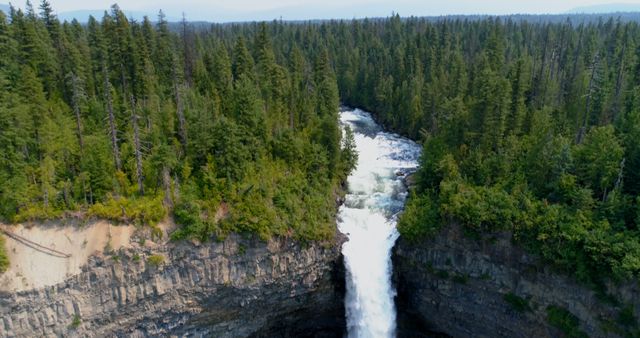 Picturesque Waterfall Surrounded by Dense Forest - Download Free Stock Images Pikwizard.com