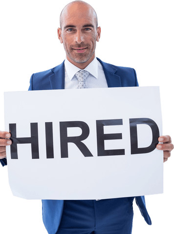 businessman holding transparent hired sign in office - Download Free Stock Videos Pikwizard.com