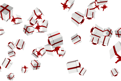 Floating Transparent Christmas Gifts with Red Ribbons